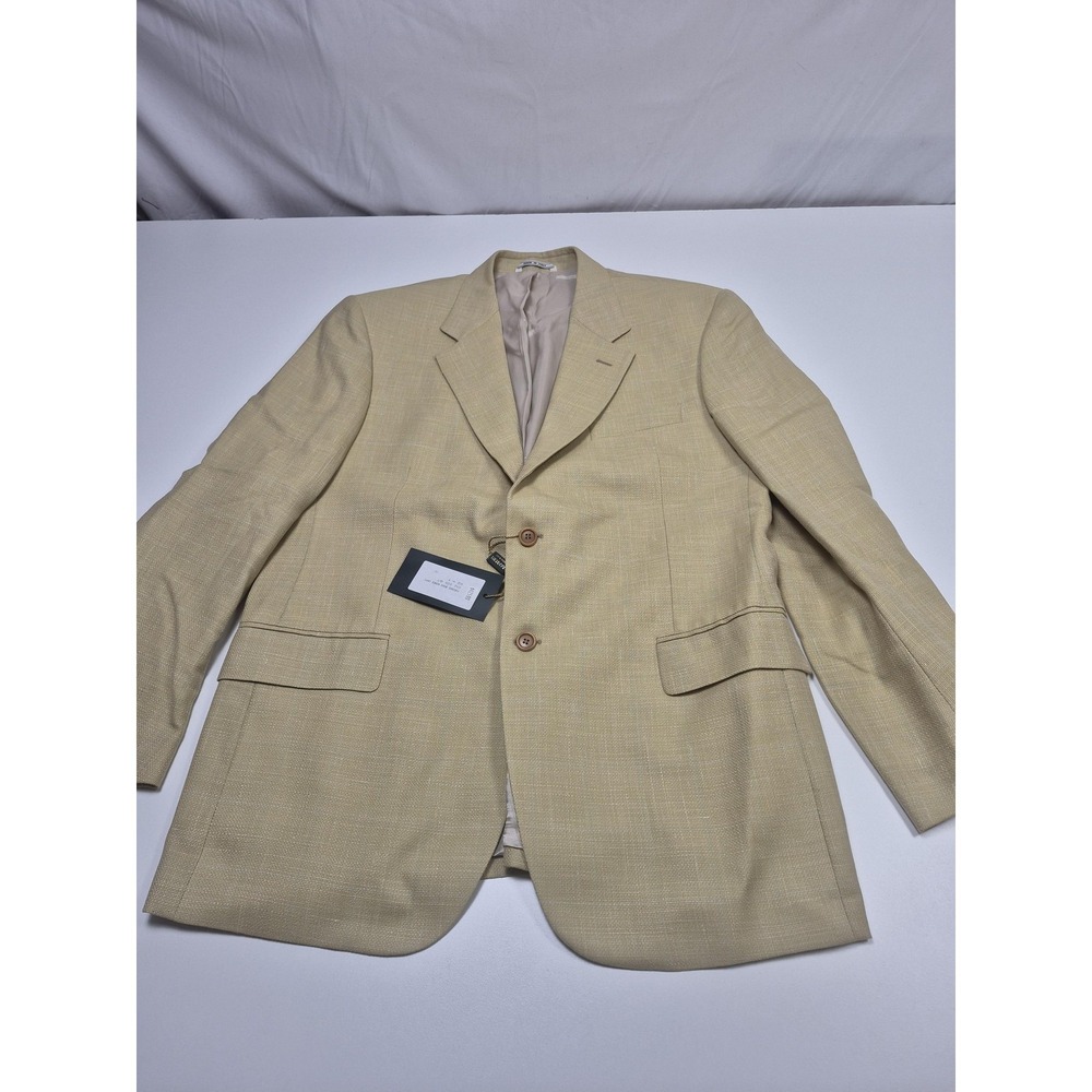 Zanieri Blazer Mens 44R Beige Wool Silk Linen Plaid Sport Coat Jacket Italy NWT